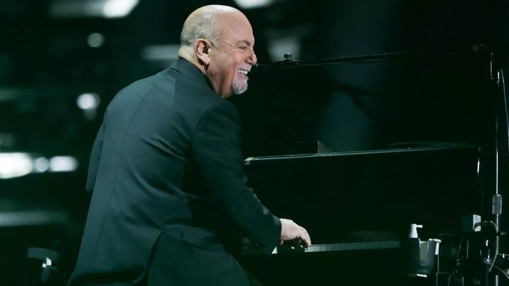 Billy Joel performs in concert at Allegiant Stadium on February 26^ 2022 in Las Vegas^ Nevada.