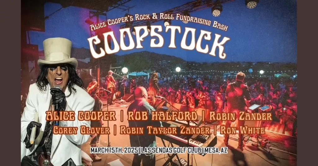 Alice Cooper Coopstock, March 15th 2025, at Las Sendas Golf Club. Click for more information.