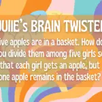 Five apples are in a basket. How do you divide them among five girls so that each girl gets an apple, but one apple remains in the basket?