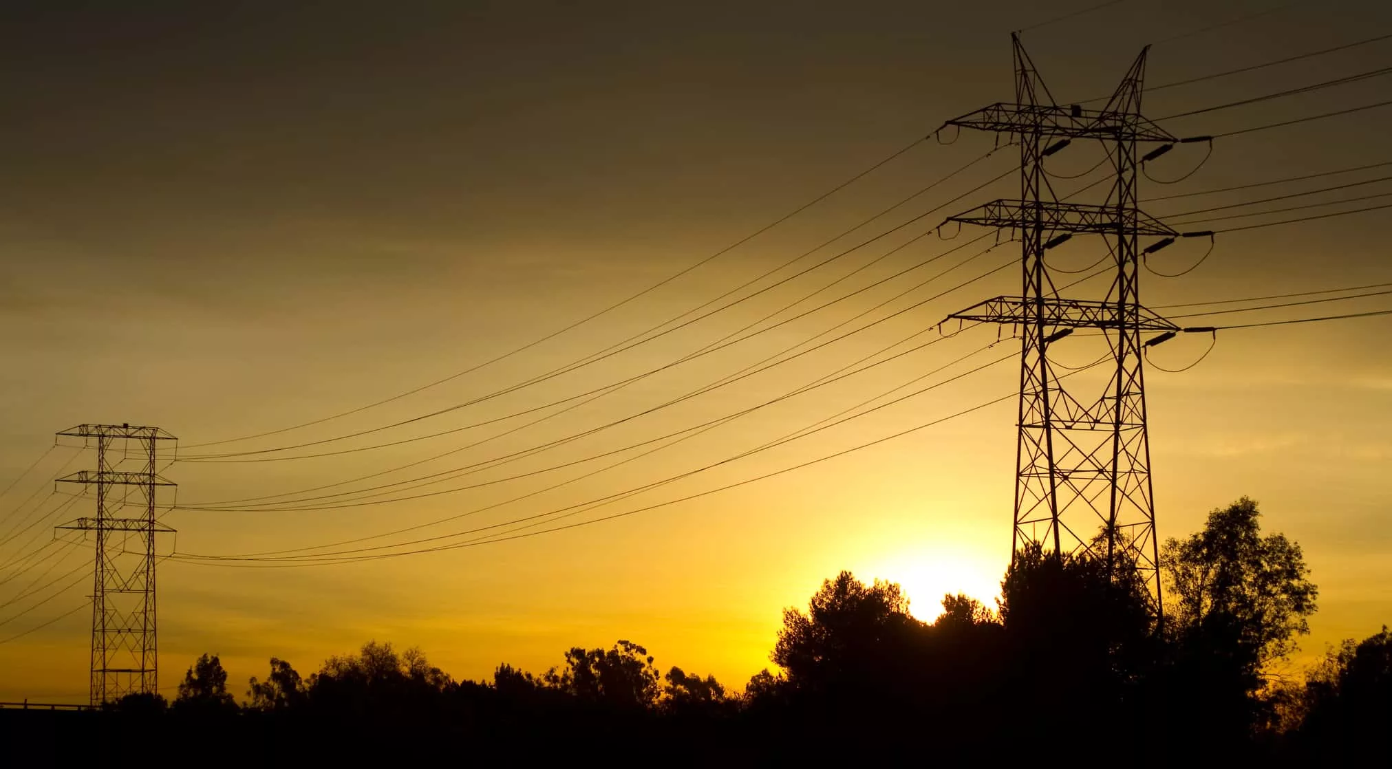 power lines sunset