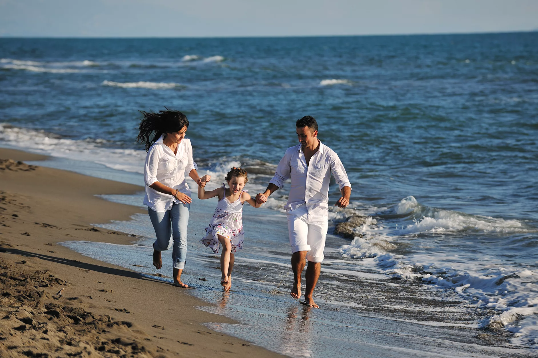 family on beach