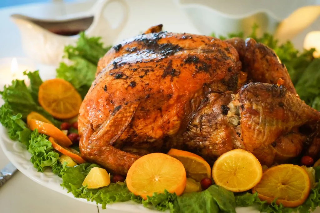 turkey-with-leaves-and-oranges-for-christmas-and-thanksgiving