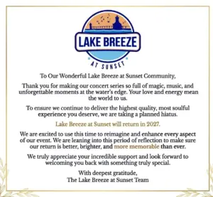 LakeBreeze hiatus