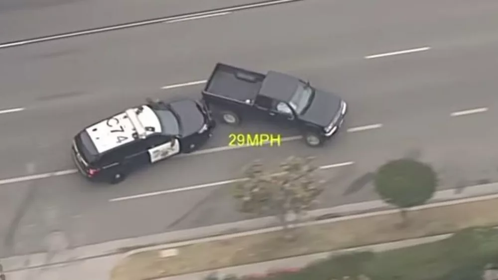 Police pursuit helicopter view