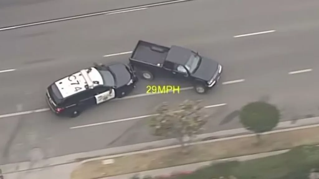 Police pursuit helicopter view