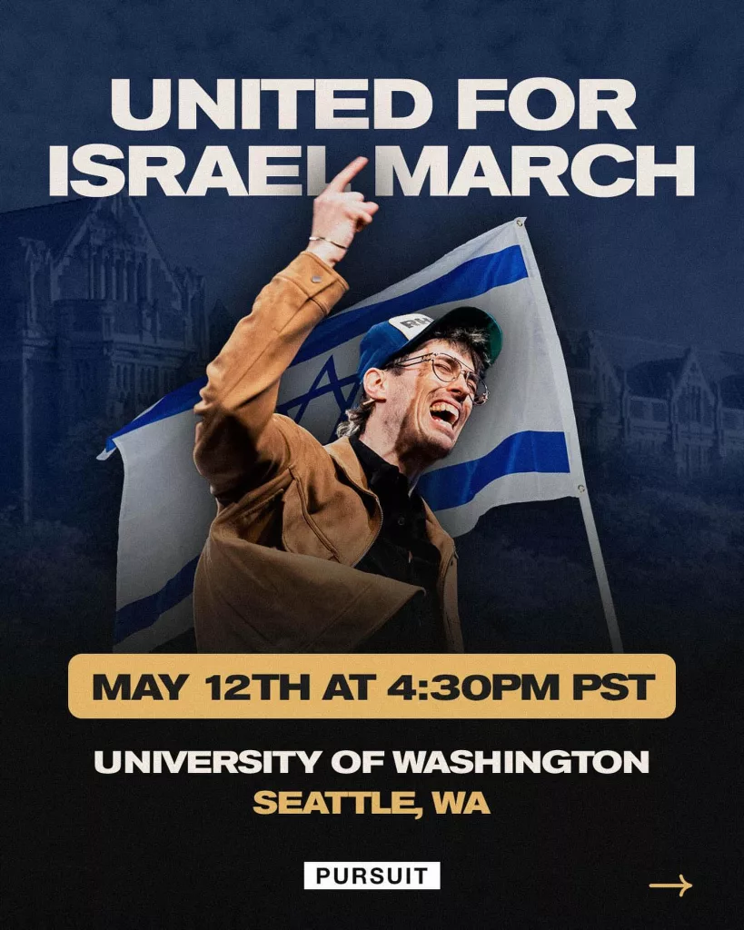 Pursuit Church invites public to ‘United for Israel’ Rally at UW