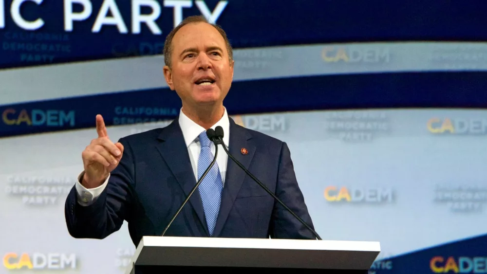 Senator Adam Schiff speaking at the Democratic Party Endorsing Convention in Long Beach^ CA. Long Beach^ CA - Nov 16^ 2019