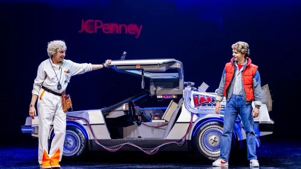 2 BTTF Tour Pictured (L - R): Don Stephenson (Doc Brown) and Caden Brauch (Marty McFly) Photo by Matthew Murphy and Evan Zimmerman, 2024