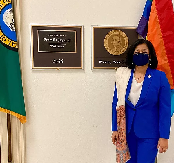 Pramila Jayapal, Congress, Seattle, U.S. Representative, mask, masking, COVID, 2021