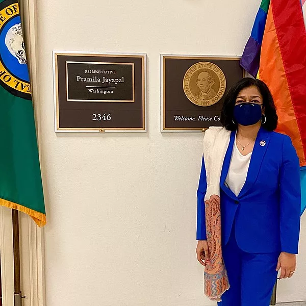 Pramila Jayapal, Congress, Seattle, U.S. Representative, mask, masking, COVID, 2021