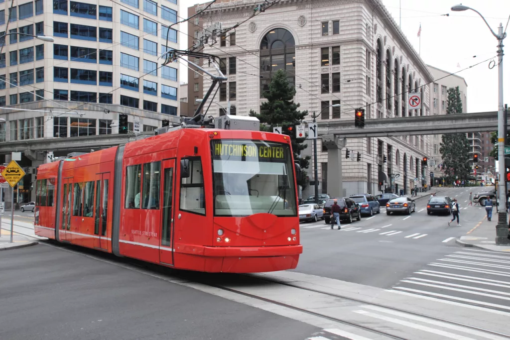 South Lake Union street car, Seattle, trolley, rail