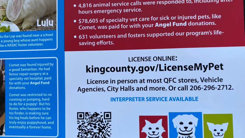 Renewing pet license supports important goals of Regional Animal Services Department of King County