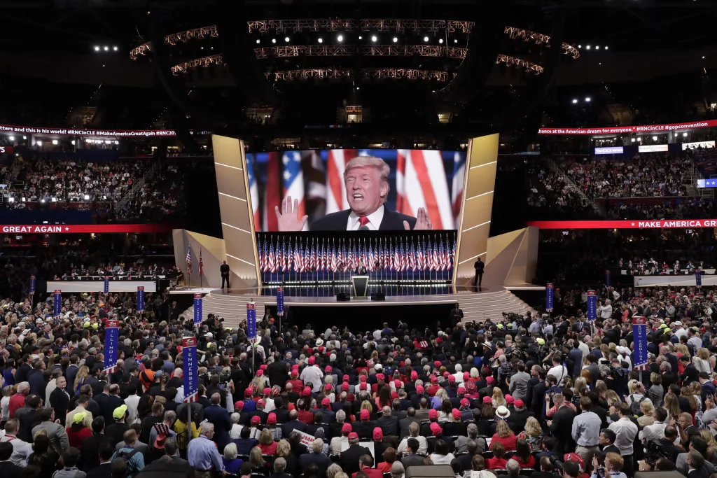 Republican Presidential Candidate Donald J. Trump, speaks during the final day of the Republican National Convention in Cleveland, Thursday, July 21, 2016. (AP Photo/J. Scott Applewhite)