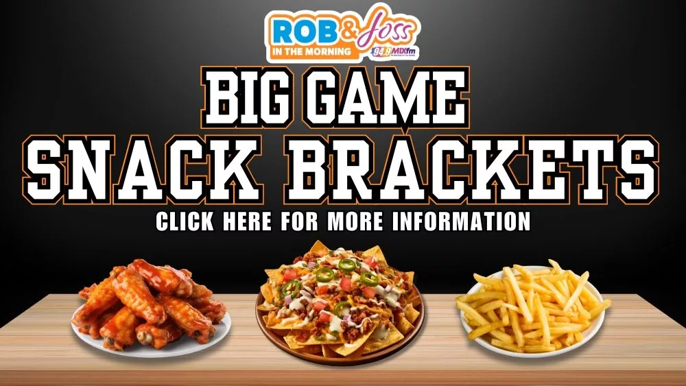 Rob and Joss. Big game snack bracket. Click here for more information