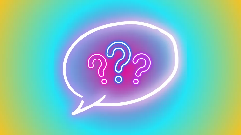 A word bubble with question marks.