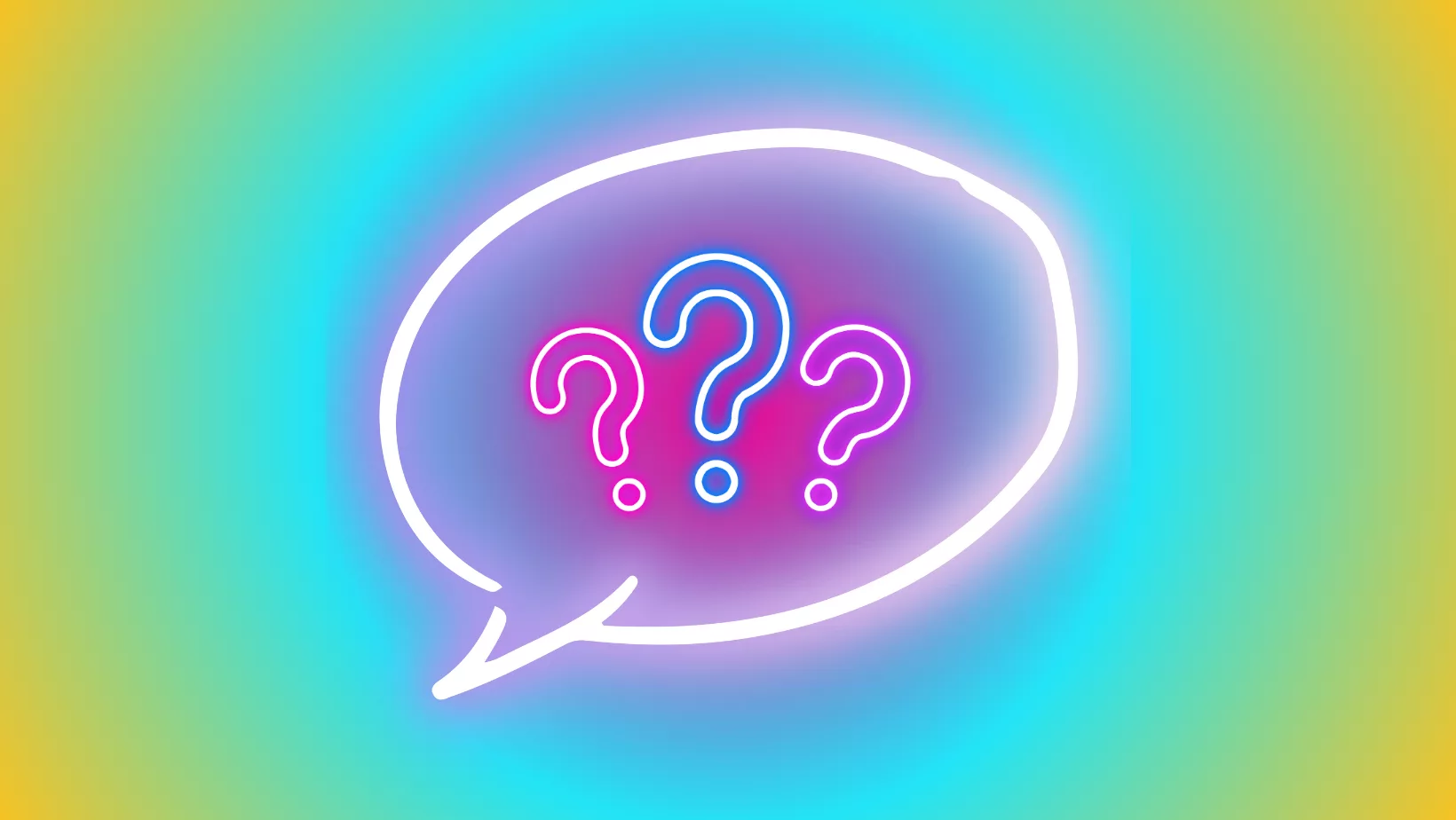 A word bubble with question marks.