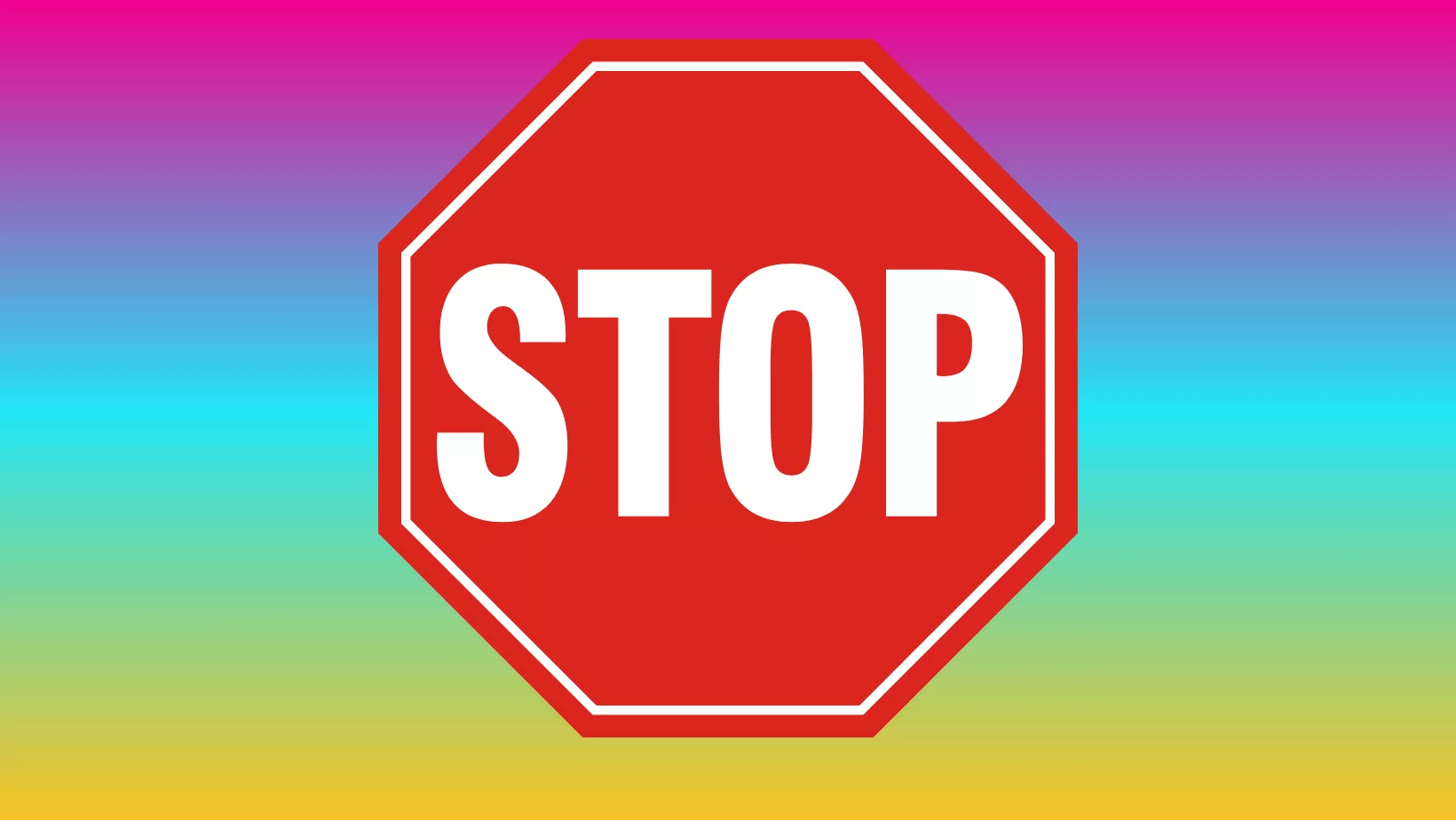 A stop sign on a colorful background.