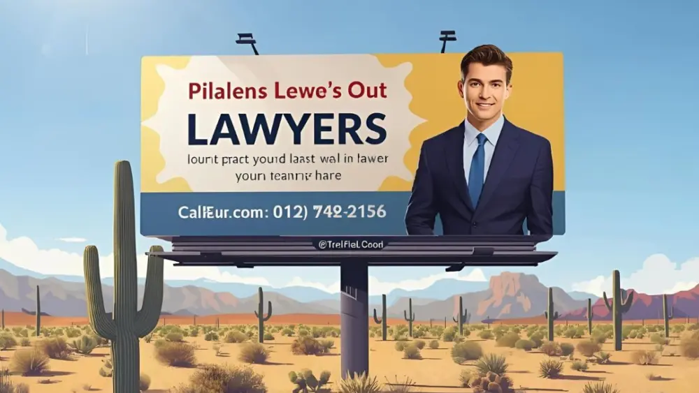 A lawyer billboard in the desert.
