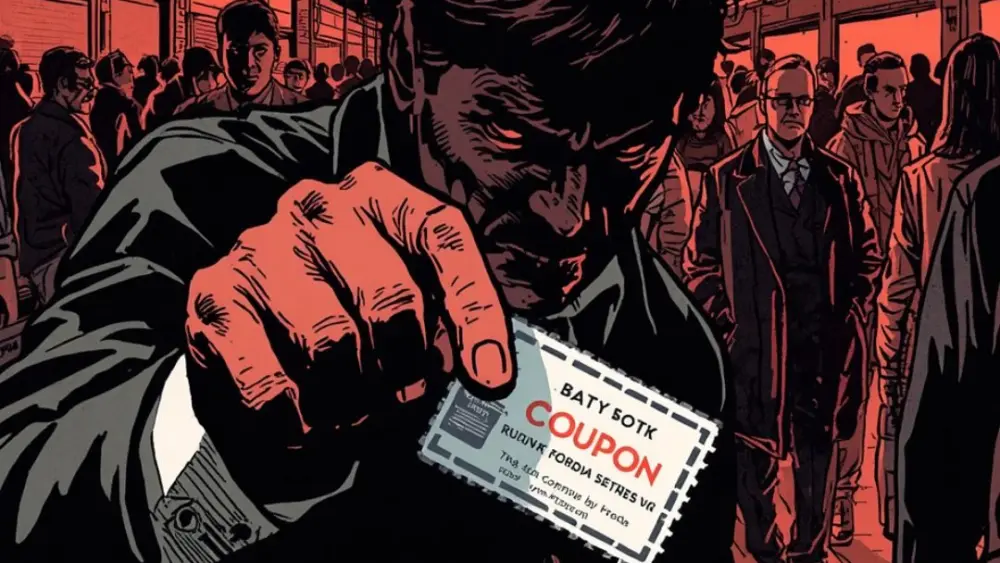 A thief stealing a coupon.