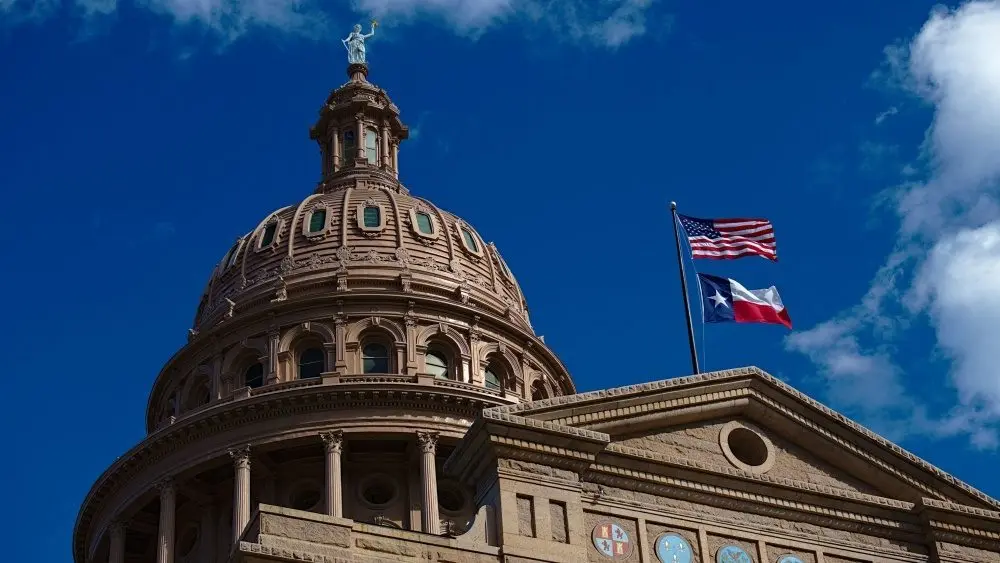 Texas State Capitol Building - The pink marble granite Texas Capitol building is located at the end of Congress Avenue in downtown Austin^ Texas.