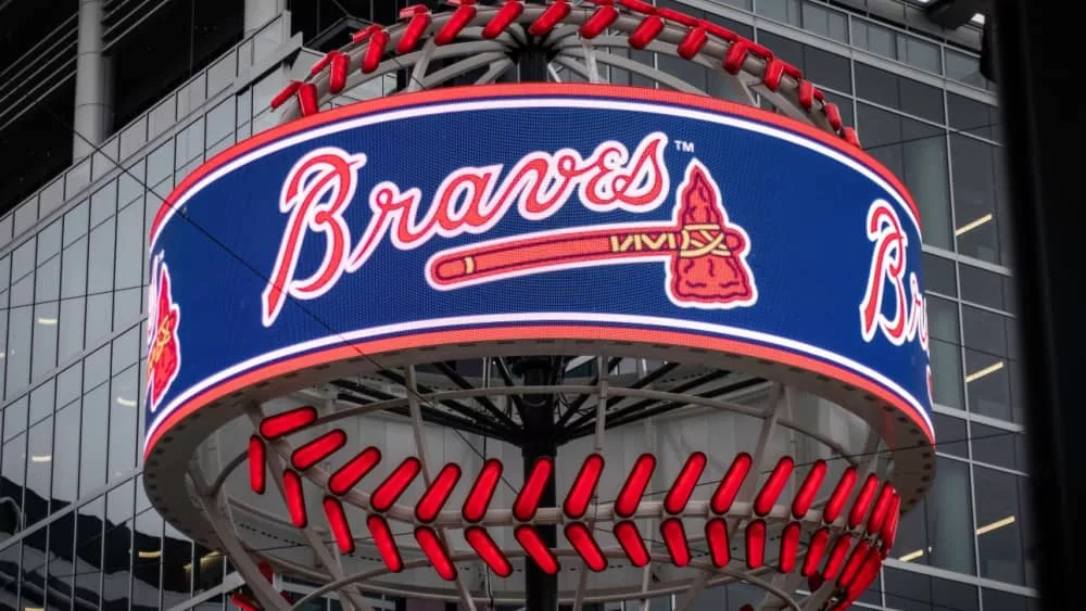 MLB Atlanta Braves' logo on giant light baseball