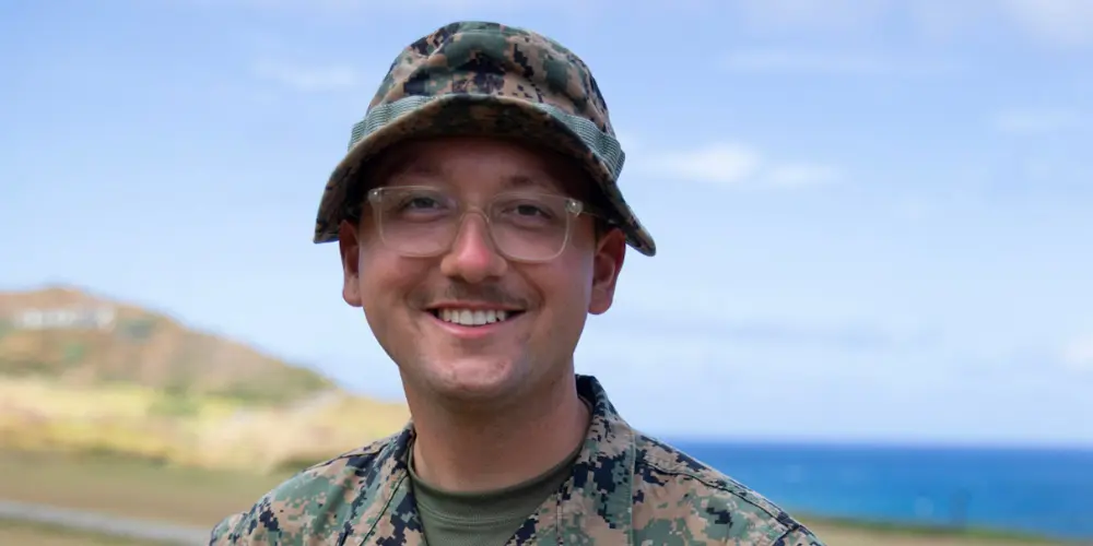 A news image of U.S. Lance Corporal Charles Weaks.