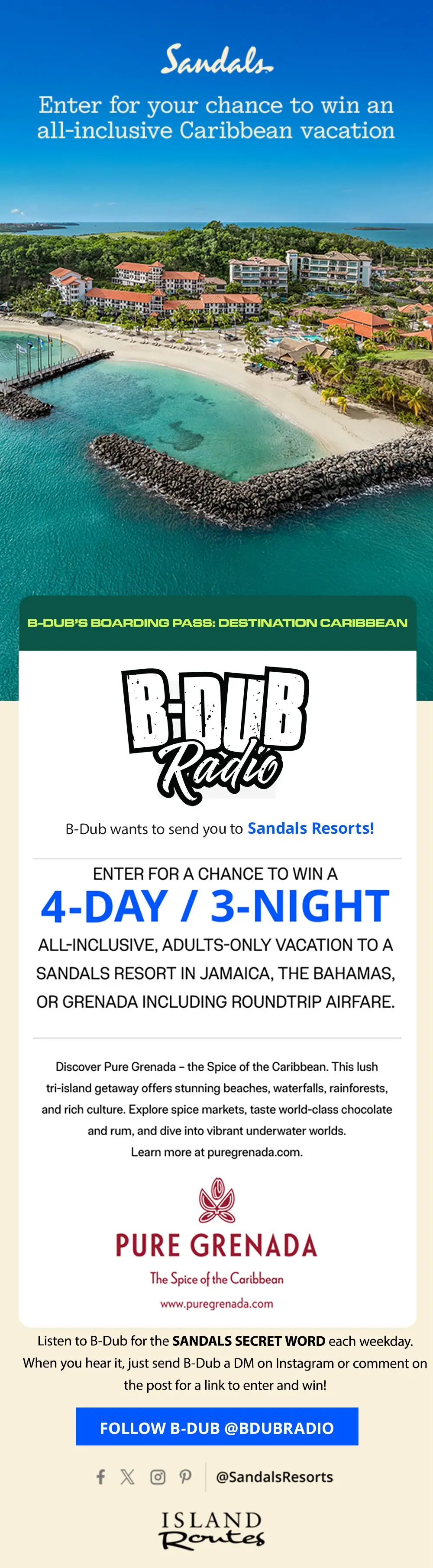 B-Dub's Boarding Pass: Destination Sandals