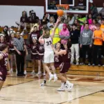 Benton’s Dane Krueger attacks the basket. Photo by Hunter Whitecotton/Southern Focus Photography