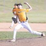 Goreville southpaw Grayson Blue delivers a pitch during Friday's game against Crab Orchard. Photo by Hunter Whitecotton/Southern Focus Photography