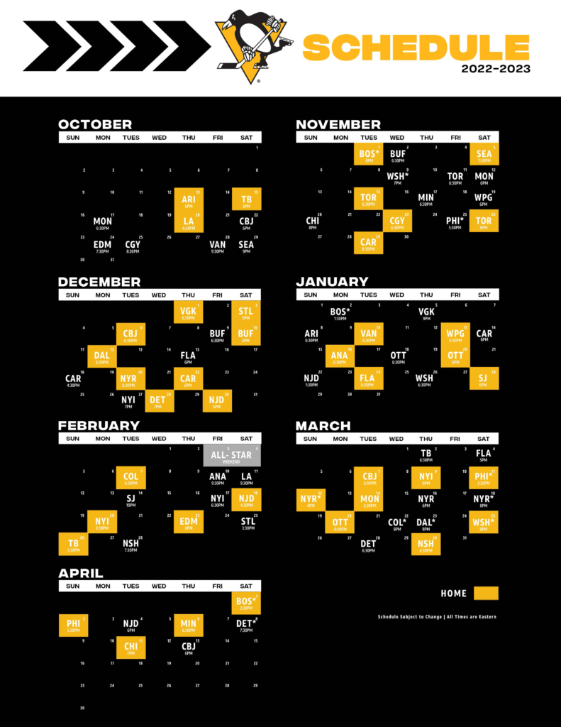 Penguins Schedule Pittsburgh