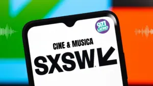 phone with sxsw '26 text and latino logo