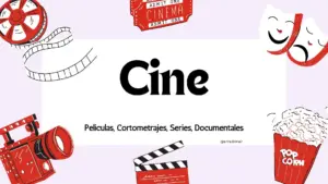 various theater and film clipart and text indicating cine