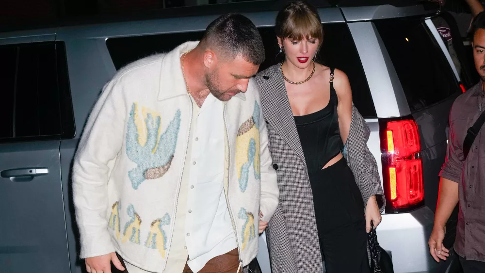 travis-kelce-and-taylor-swift-are-seen-leaving-the-snl-news-photo-1714313800319167