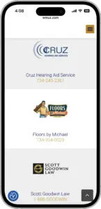 WMUZ App advertiser listings
