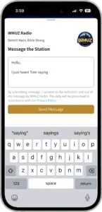 WMUZ Mobile App Message the Station feature