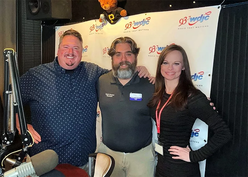 Paul Devereux with Russell P and Jessica at the WDJC Studios