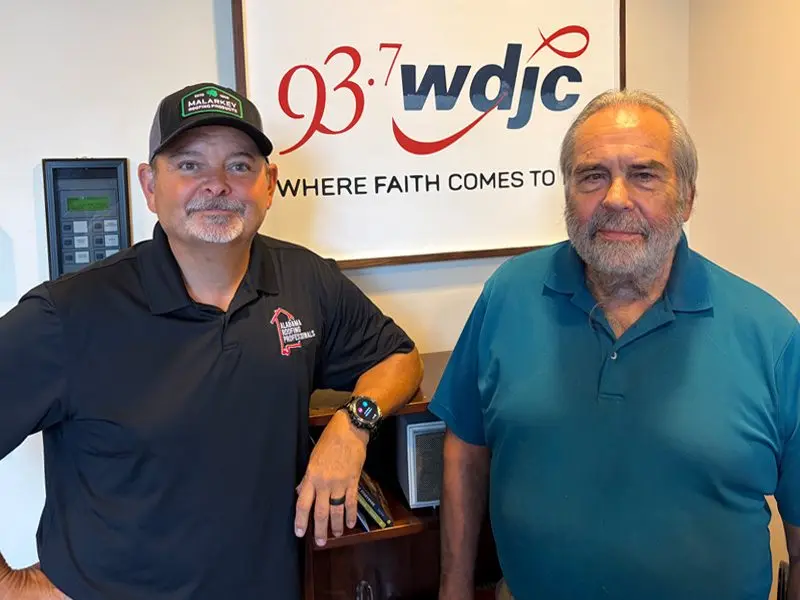 Alabama Roofing Professionals' owner Mike Parlier with Brother John at the WDJC studios