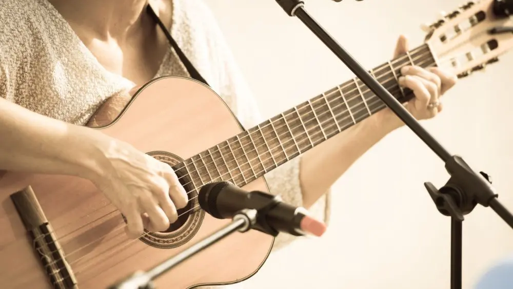 Woman with guitar/toned photo