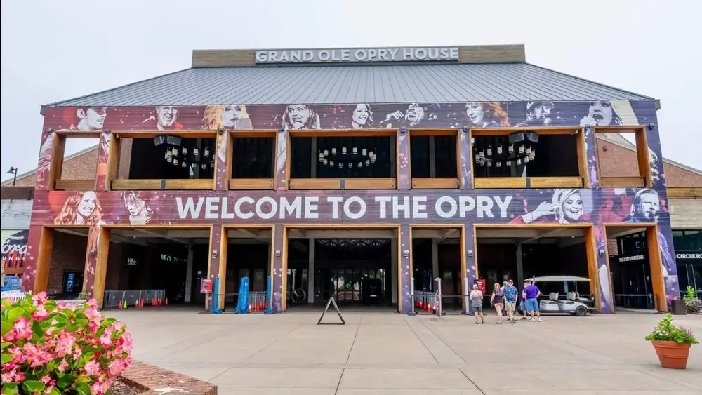 Aerial view of the Grand Ole Opry in Nashville Tennessee. Aug 08^ 2023-Nashville^ TN