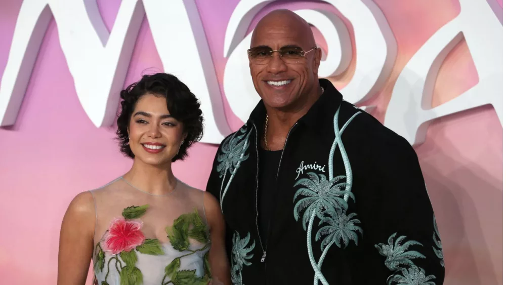 Auli'i Cravalho and Dwayne Johnson attend the "Moana 2" UK Premiere at Cineworld Leicester Square in London^ England. London^ United Kingdom - November 24^ 2024