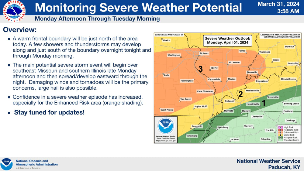 Severe Weather Risk Exists For Monday | WPKY