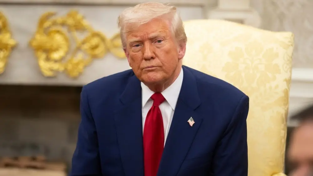 President Donald Trump in the White House in Washington DC. WASHINGTON D.C.^ USA - April 7^ 2025