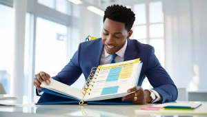 african-american-person-working-with-a-planner