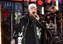Jelly Roll on stage during 2024 New Year's celebration on Times Square in New York on December 31^ 2023