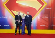 Nicholas Hoult^ Rachel Brosnahan^ David Corenswet at the Premiere of Superman at the TCL Chinese Theatre IMAX. LOS ANGELES - JULY 7^ 2025