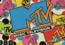 Pop art artistic image of create real looking mtv logos for 1980