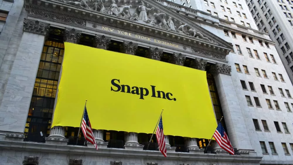 Sign at the New York Stock Exchange marking the Initial Public Offering of Snapchat's parent company^ Snap Inc. in New York City. March 2^ 2017