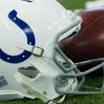 Colts helmet - Indianapolis Colts host the Oakland Raiders on 9/29/19 at Lucas Oil Stadium in Indianapolis IN-USA