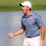 Rory McIlroy of Northern Ireland celebrates victory in the Final Round on Day Five of the Hero Dubai Desert Classic - Day Five DUBAI^ UNITED ARAB EMIRATES - JANUARY 30: