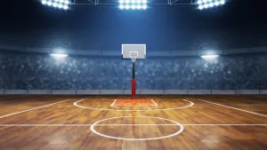 Basketball court on 3d illustration